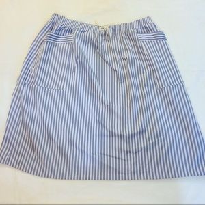 Roamans | Blue & White Striped Skirt w/ Pockets